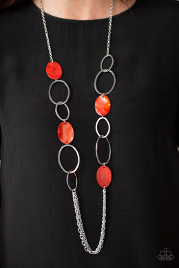 Kaleidoscope Coasts - Red Paparazzi Necklace - Glam4love