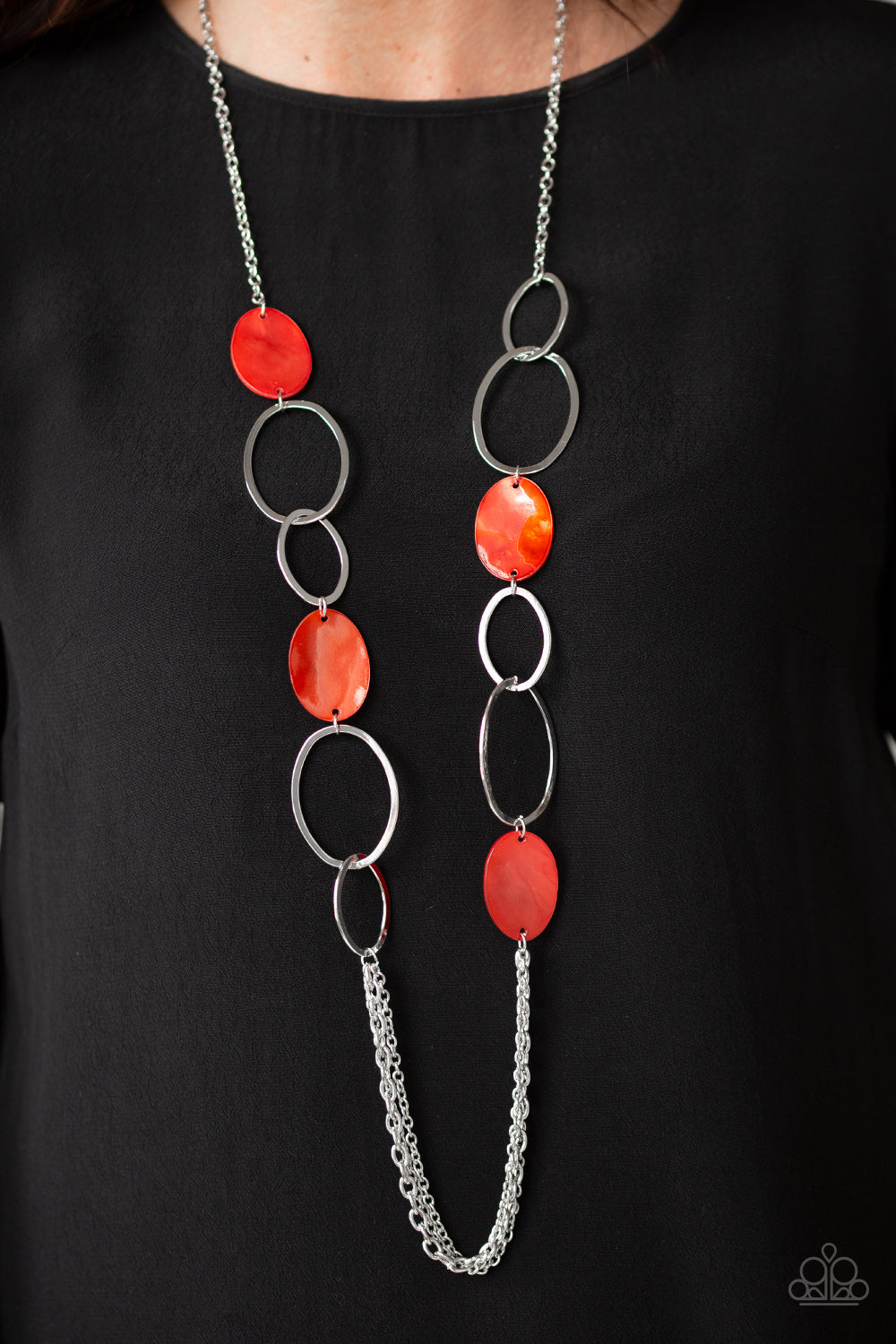 Kaleidoscope Coasts - Red Paparazzi Necklace - Glam4love