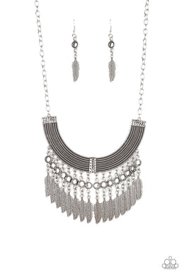 Fierce In Feathers - Silver Paparazzi Necklace - Glam4love
