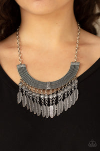 Fierce In Feathers - Silver Paparazzi Necklace - Glam4love