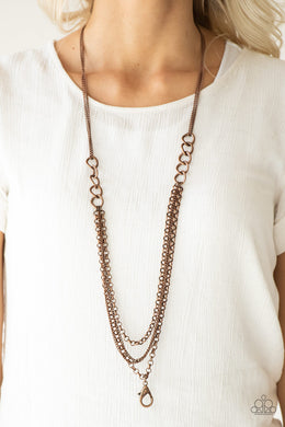 Mechanical Mayhem - Copper Paparazzi Necklace