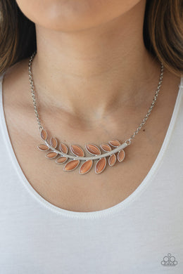Frosted Foliage - Orange Paparazzi Necklace