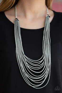 Peacefully Pacific - Silver Paparazzi Necklace - Glam4love