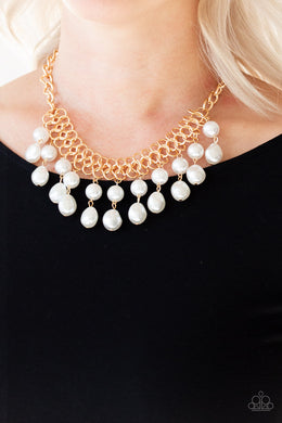5th Avenue Fleek - Gold and white Paparazzi Necklace
