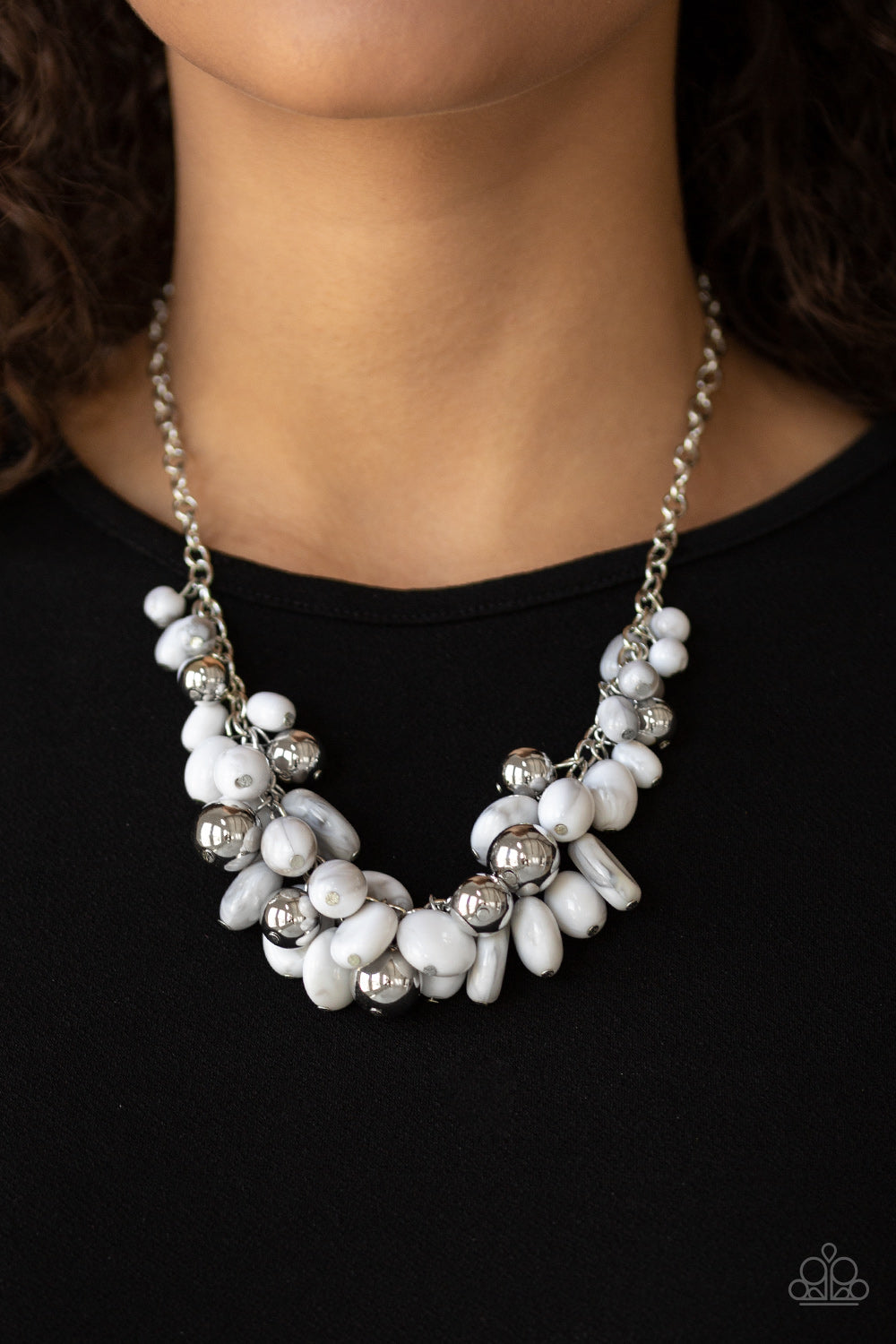 Full Out Fringe -Paparazzi White Necklace