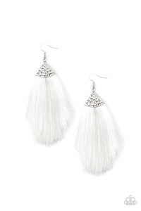 Tassel Temptress - White Earrings