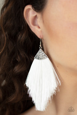 Tassel Temptress - White Earrings