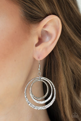 Metallic Ruffle - Silver Earrings