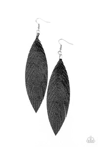 Feather Fantasy - Black Earrings