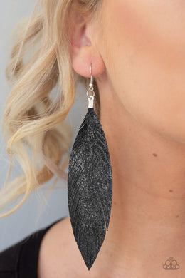 Feather Fantasy - Black Earrings