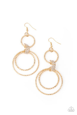 Getting Hitched - Gold Paparazzi Earrings