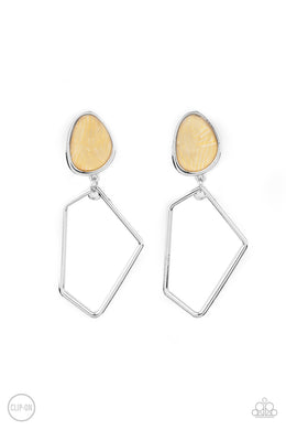 Retro Reverie - Yellow Paparazzi Clip Earrings