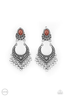 Summery Gardens - Brown Clip Paparazzi Earrings