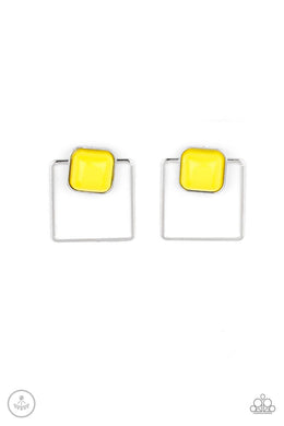FLAIR and Square - Yellow Paparazzi Earrings