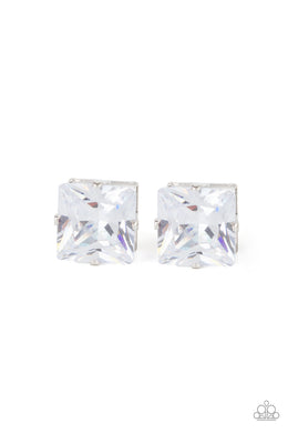 Times Square Timeless - White Paparazzi Earrings
