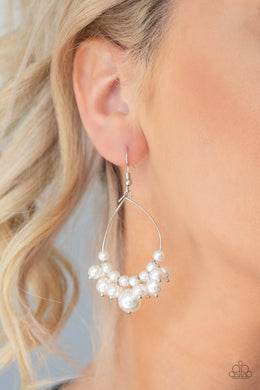 5th Avenue Appeal - White Pearl Paparazzi Earrings