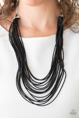 Peacefully Pacific - Black Paparazzi Necklace - Glam4love
