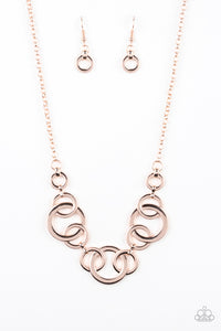 Going In Circles - Rose Gold Paparazzi Necklace - Glam4love