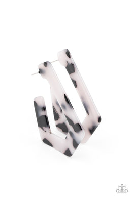 Paparazzi Flat Out Fearless - White Acrylic Earrings