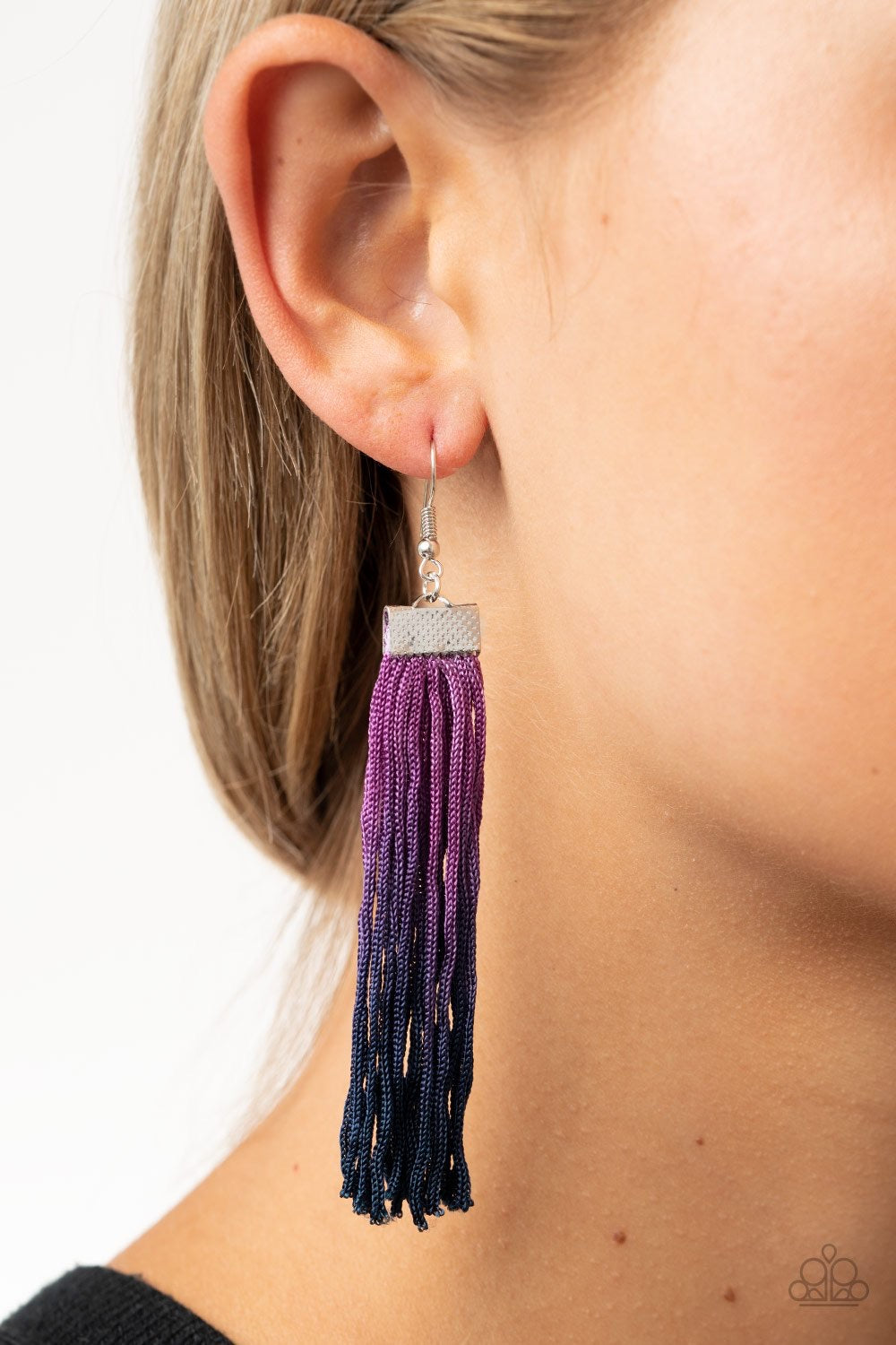 DUAL IMMERSION - PURPLE TO BLUE OMBRE  TASSEL  EARRINGS - PAPARAZZI