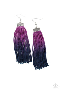 DUAL IMMERSION - PURPLE TO BLUE OMBRE  TASSEL  EARRINGS - PAPARAZZI