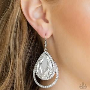 Famous - White Paparazzi Earrings