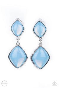 Paparazzi Double Dipping Diamonds-Paparazzi Blue Earrings clip on