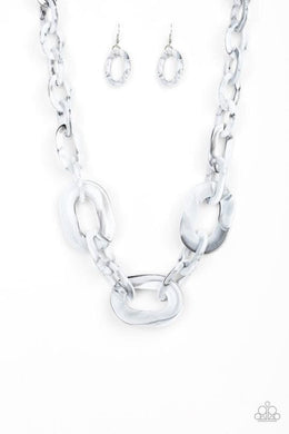 All In-VINCIBLE - Paparazzi  Silver Acrylic Necklace