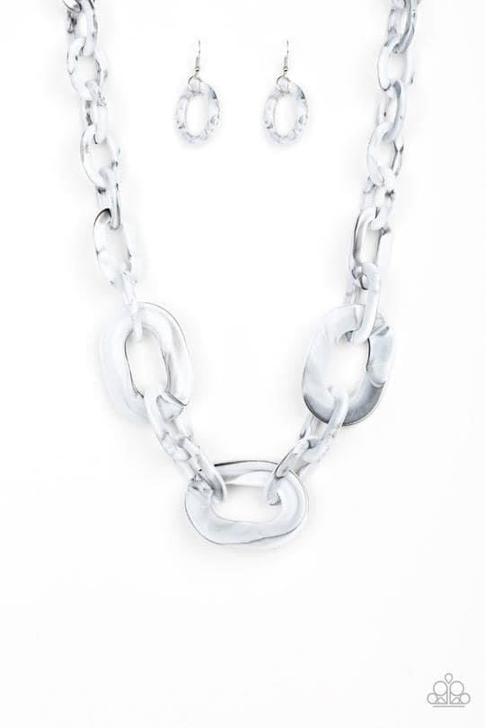 All In-VINCIBLE - Paparazzi  Silver Acrylic Necklace