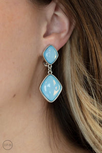 Paparazzi Double Dipping Diamonds-Paparazzi Blue Earrings clip on