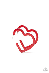 Heart-Throbbing Twinkle - Red hoop earrings