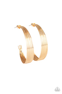 Live Wire - Paparazzi Gold hoop earrings